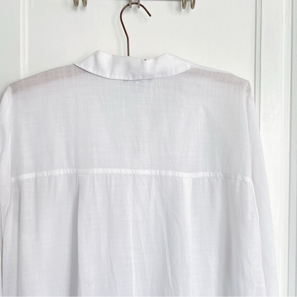 Eileen Fisher • white Classic Collar Shirt button down tunic Tencel hi low - Picture 14 of 14